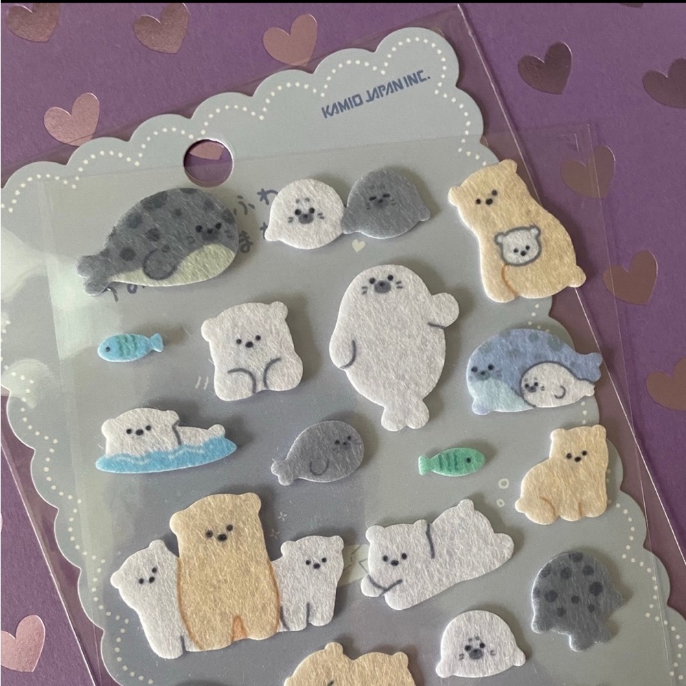 Polar bear felt stickers